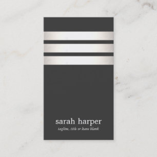 Coola Faux Silver Foil och Black Stripe Modern Visitkort