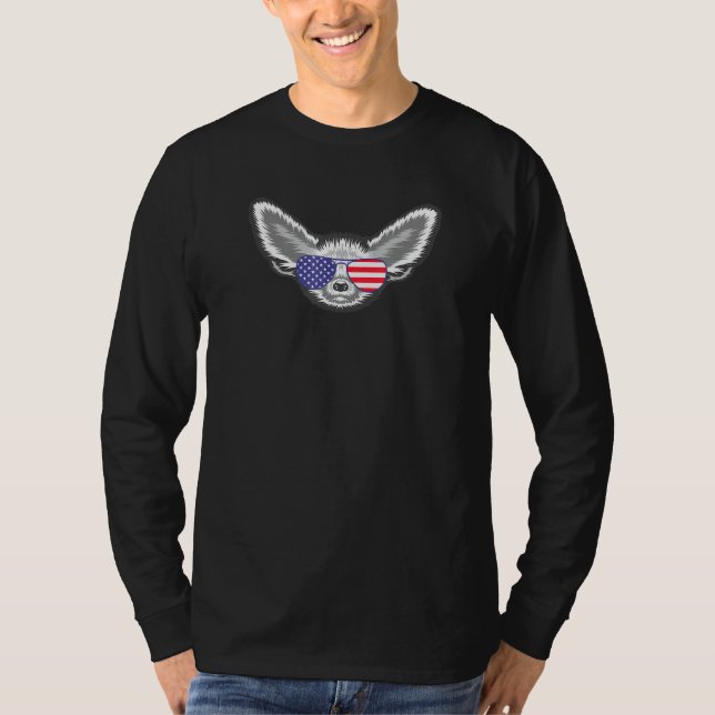 Coola Fennec Fox med USA flagga solglasögon, US Am T Shirt (Framsida)