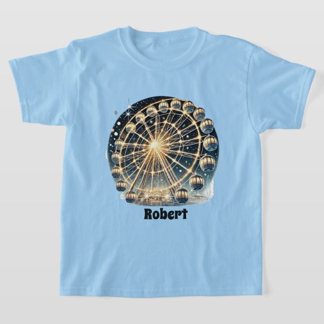 Coola Ferris-hjul, lägg till namn T Shirt (Laydown)