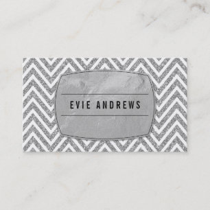 COOLA fet chevron-folie mönster silver glitter grå Visitkort