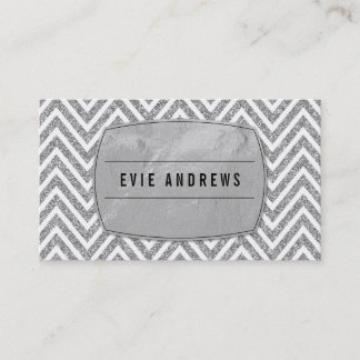 COOLA fet chevron-folie mönster silver glitter grå Visitkort