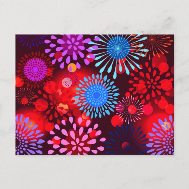 Coola Fet färgstark Sparkly Flowers Girly Design Vykort (Framsida)