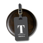 Coola Fetstig monogram Mörk Grått Vit Bagagebricka<br><div class="desc">Eleganten är fullt utformad med anpassade bagagemärke med mörk grått baksida,  vit fet monogram.</div>