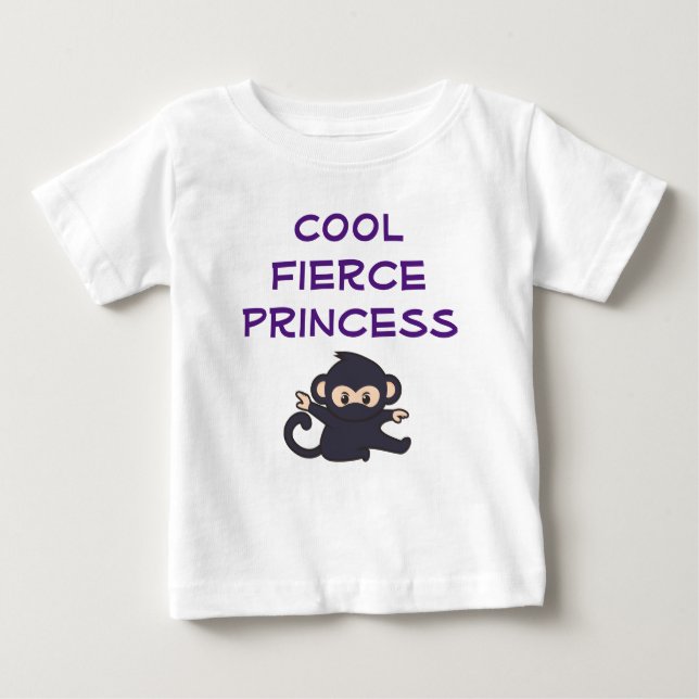 Coola Fierce Princess Funny Cute Ninja Monkey T Shirt (Framsida)