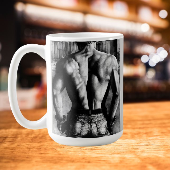 Coola Fine Art, Bare-Back Cowboy Charcol Sketch Mugg (Strong, working western cowboy coffee mug. Charcoal drawing on various styles of coffee/travel mugs.)