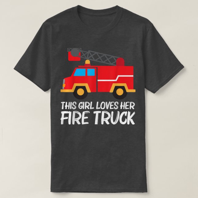 Coola Fire Lastbil Art for Girls Kids Firecar Fire T Shirt (Design framsida)