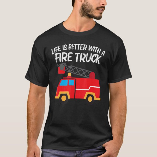 Coola Fire Lastbil För manar Women Kids Firelångtr T Shirt (Framsida)
