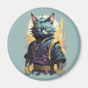 Coola Fire Stänk Grått Ninja Cat Warrior Magnet