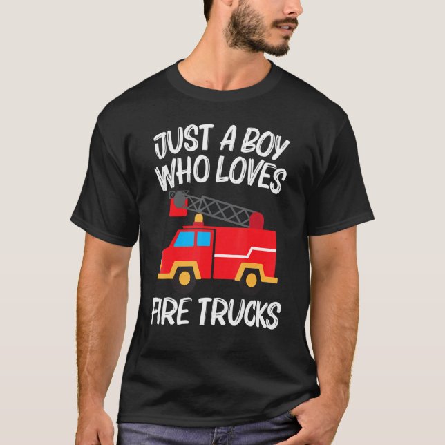 Coola Fire Truckfor Boys Manar Kids Firetrufig T Shirt (Framsida)