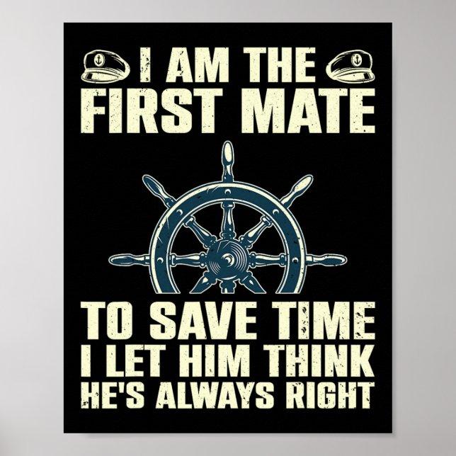 Coola First Mate För manar Women Kids Boating Kapt Poster (Framsidan)