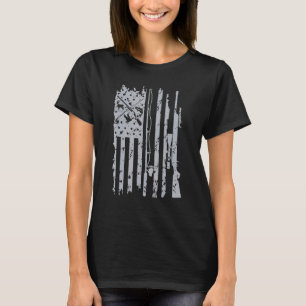 Coola Fishing Rod Hunting Rifle American Flagga T Shirt
