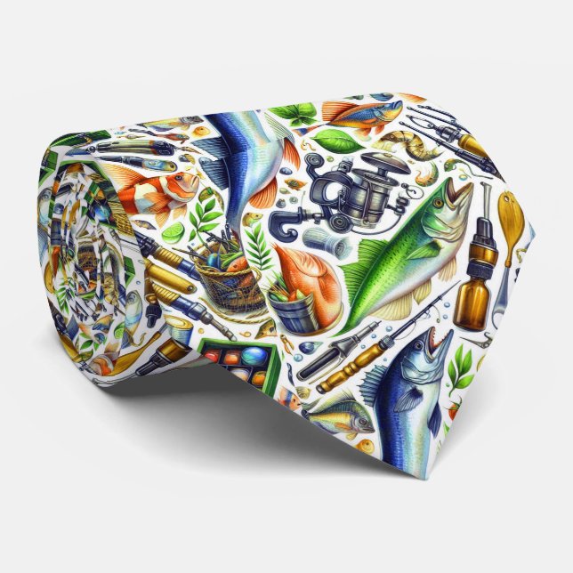 Coola fiskande älskare mönster i rutten slips (Rullad)