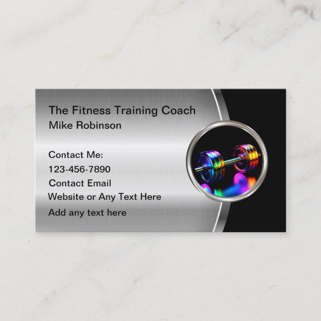 Coola Fitness Training Coach Metallic Barbell Visitkort (Framsida)