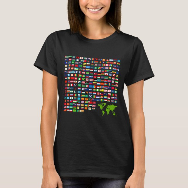 Coola Flaggor av World Illustration Graphic Desi T Shirt (Framsida)