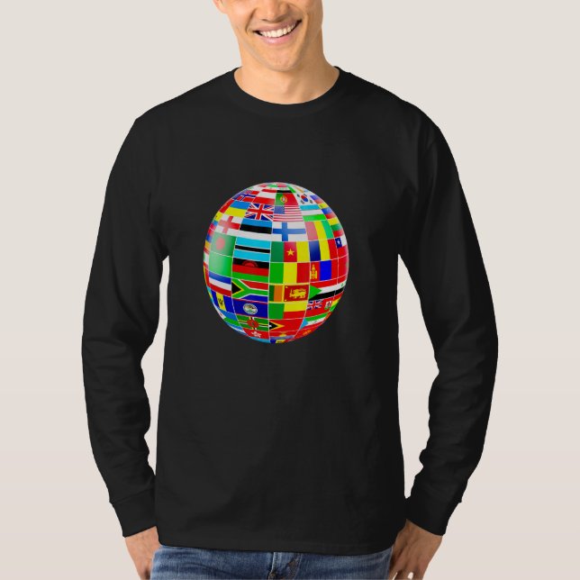 Coola Flaggor av World Illustration Graphic Desi T Shirt (Framsida)