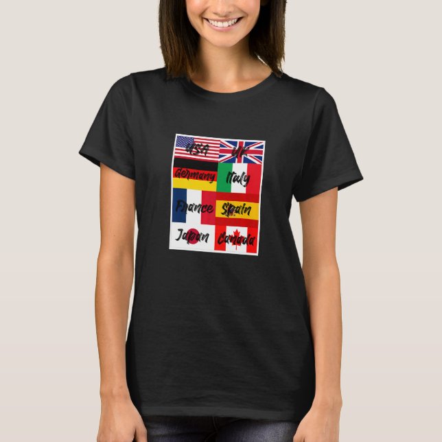 Coola Flaggor av World Illustration Graphic Desi T Shirt (Framsida)