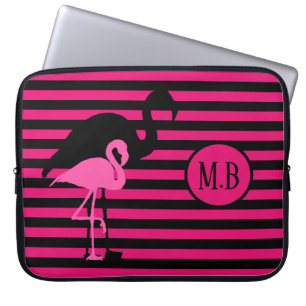 Coola Flamingo Black and Rosa Rand Monogram Laptop Fodral