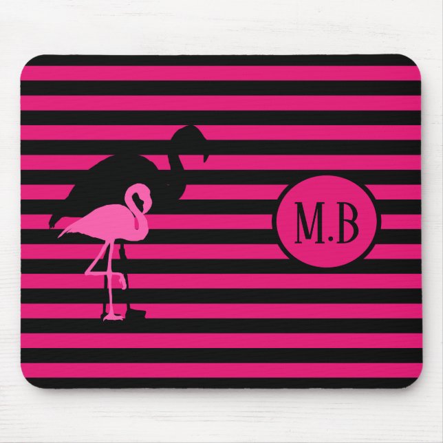 Coola Flamingo Black and Rosa Rand Monogram Musmatta (Framsidan)