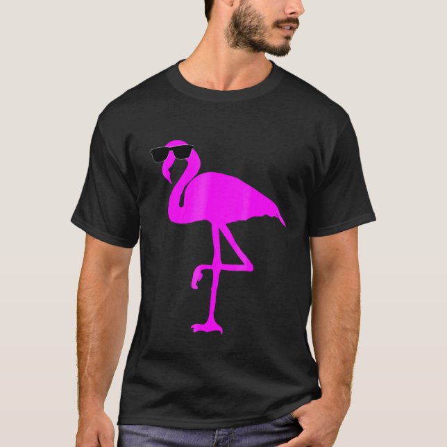 Coola Flamingo Sunglass Thug Rosa Birds Party T Shirt (Framsida)