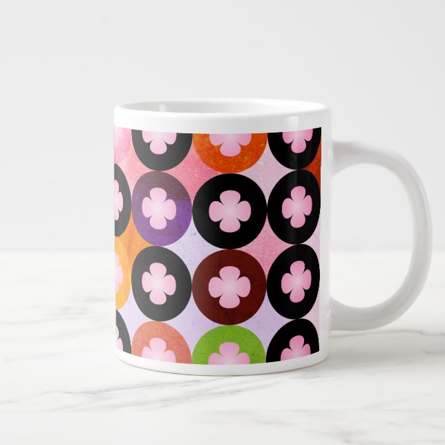 Coola flerfärgade cirklar och Rosa Klöver Jumbo Mugg (Höger)