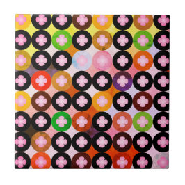 Coola flerfärgade cirklar och Rosa Klöver Kakelplatta