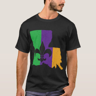 Coola Fleur De Lis tisdag Karta i Louisiana Mardi T Shirt