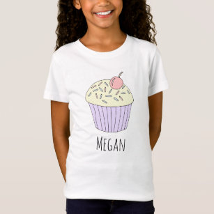 Coola Flickans Doodle Cupkaka Muffin med Namn Tee Shirt