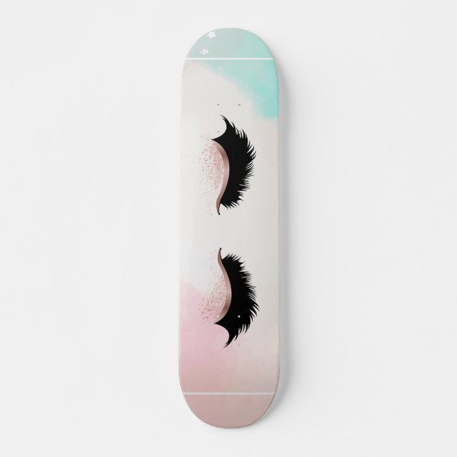 Coola flickiga falska ögonfransar mini skateboard bräda 18,5 cm (Framsida)