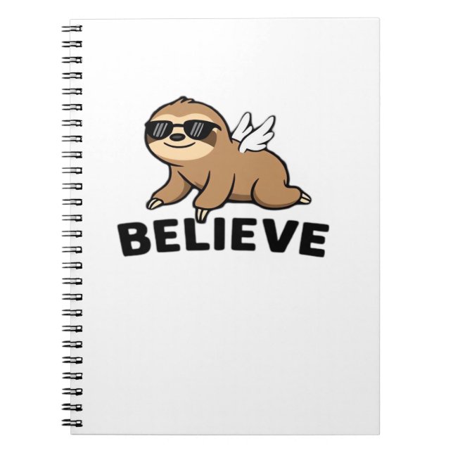 Coola Flies Sloth tror på en sunt motiv design Anteckningsbok (Framsidan)