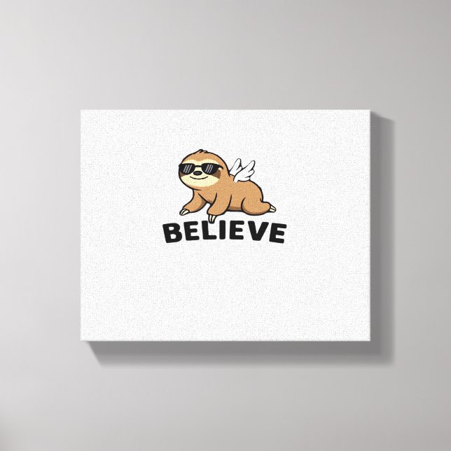 Coola Flies Sloth tror på en sunt motiv design Canvastryck (Framsida)