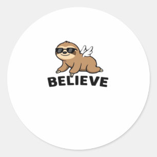 Coola Flies Sloth tror på en sunt motiv design Runt Klistermärke