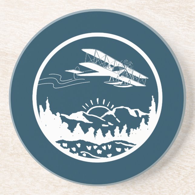 Coola Flygplan i bergsområden, blått och vitt Underlägg (Framsidan)