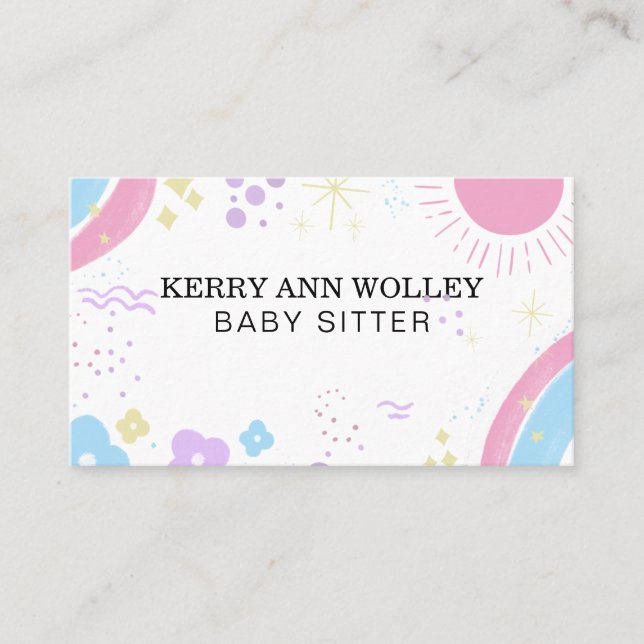 Coola för barnomsorgsbarn Babyvvakt Färgfull Funky Visitkort (Framsida)