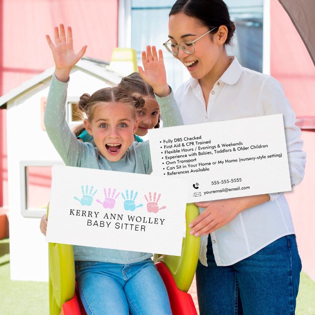 Coola för barnomsorgsbarn Babyvvakt Färgfull Funky Visitkort (Skapare uppladdad)