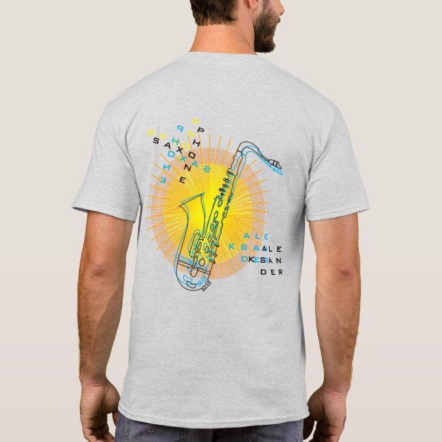 Coola för belysning av saxofonbilder - modern kons t shirt (Baksida)