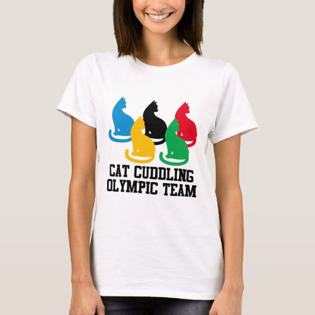Coola för det olympiska teamet i Cat Cuddling T Shirt (Framsida)