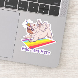 Coola för egen text för Lustigt PUG Unicorn Rainbo Klistermärken