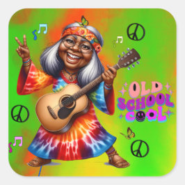 Coola för färgfull Hippie-Chic-märkning Fyrkantigt Klistermärke