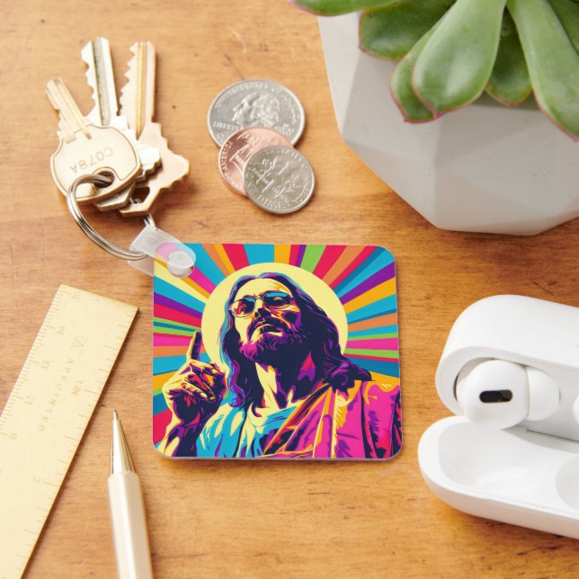 Coola för färgkonst Jesus Nyckelring (Skrivbord)