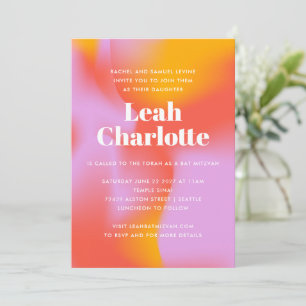 Coola för Groovy Gradient Lavender Orange Bat mitz Inbjudningar