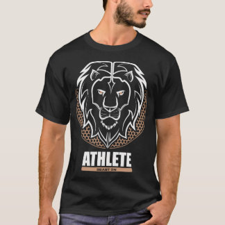 Coola för Gym Lejon Head Idrottsman Fitness Traini T Shirt