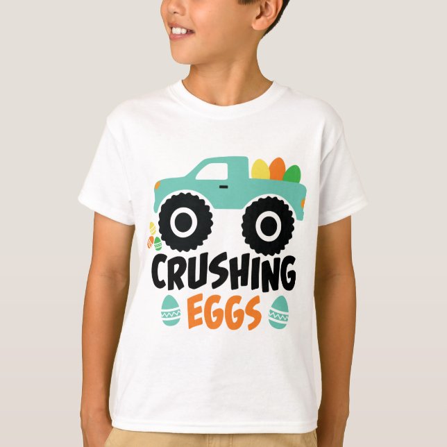Coola för krossade ägg Modern Påsk Lastbil T Shirt (Framsida)