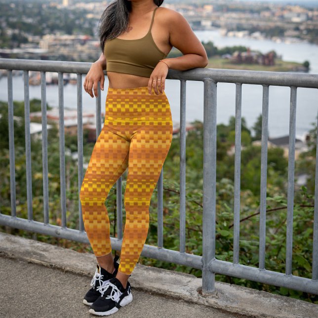 Coola för Lodrät Rand Orange för Gult med unik fet Leggings (Skapare uppladdad)