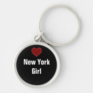 Coola för NEW YORK flickaKEYCHAIN-Original design! Rund Silverfärgad Nyckelring