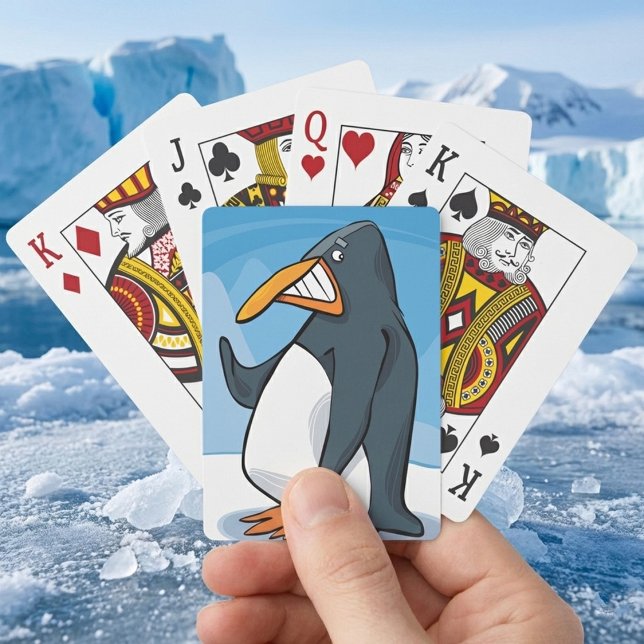 Coola för penguin-Tecknad, Arg Casinokort (Skapare uppladdad)