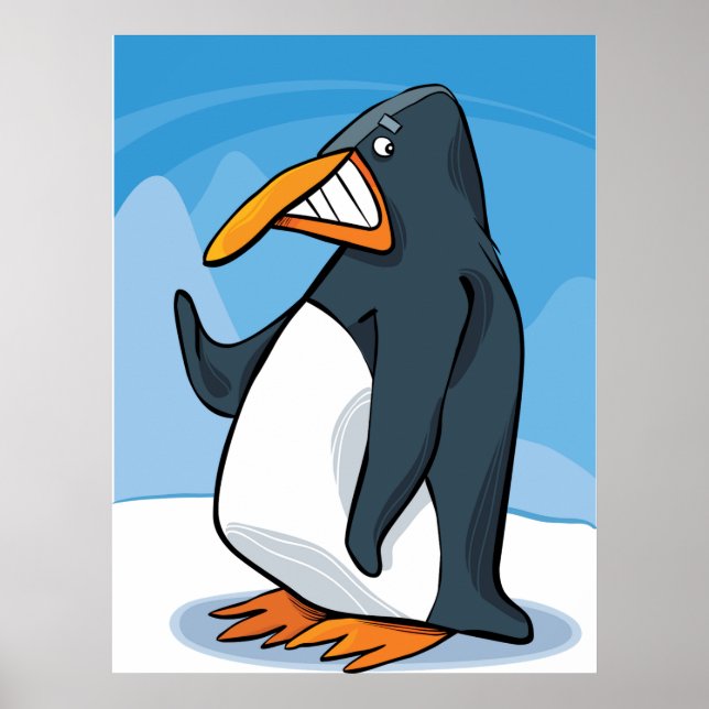 Coola för penguin-Tecknad, Arg Poster (Framsidan)