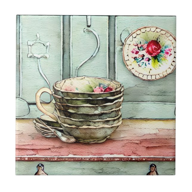 Coola för rustiska hantverk illustration av skålen kakelplatta (Framsidan)