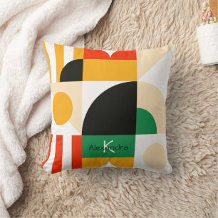 Coola för Snyggt av geometrisk monogram fet retro- Kudde