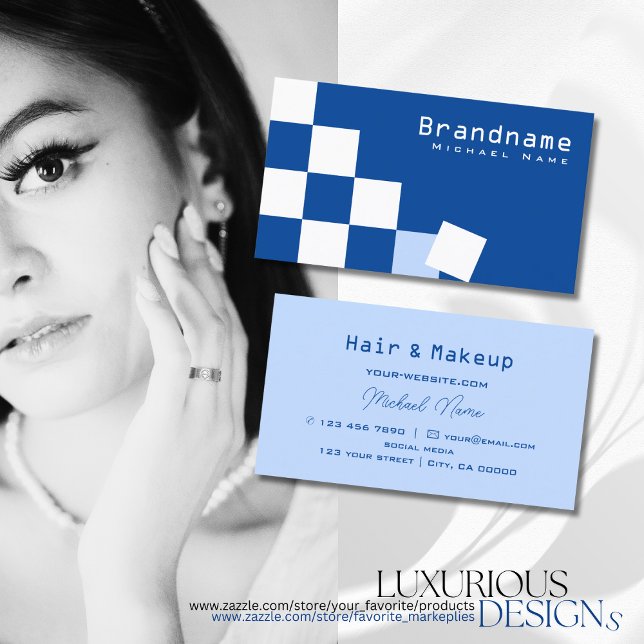 Coola för snyggt Kontrollerad blå och vit Professi Visitkort (Skapare uppladdad)