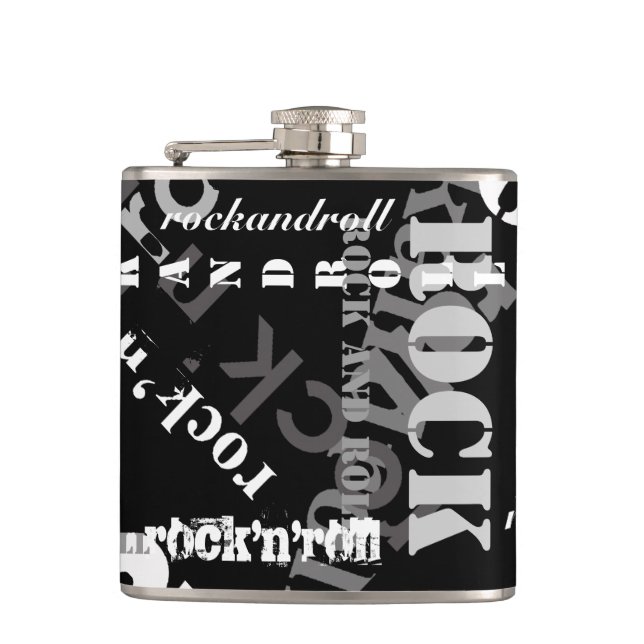 coola för sten'n-rulltypografi fickplunta (Framsidan)